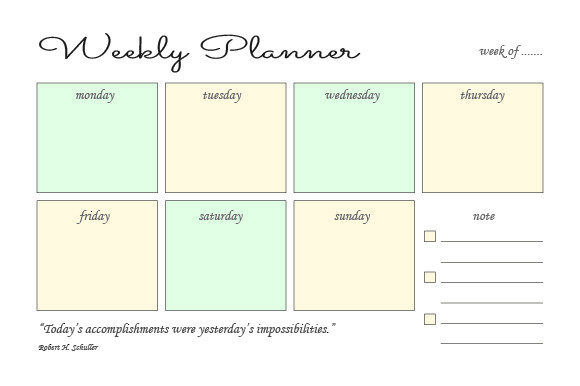 Weekly Planner Template: A Motivational Embroidery Design for Real Projects